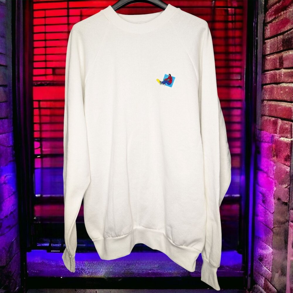 90s Snowboard Crewneck Sweater Vintage Fruit of the Loom Tag